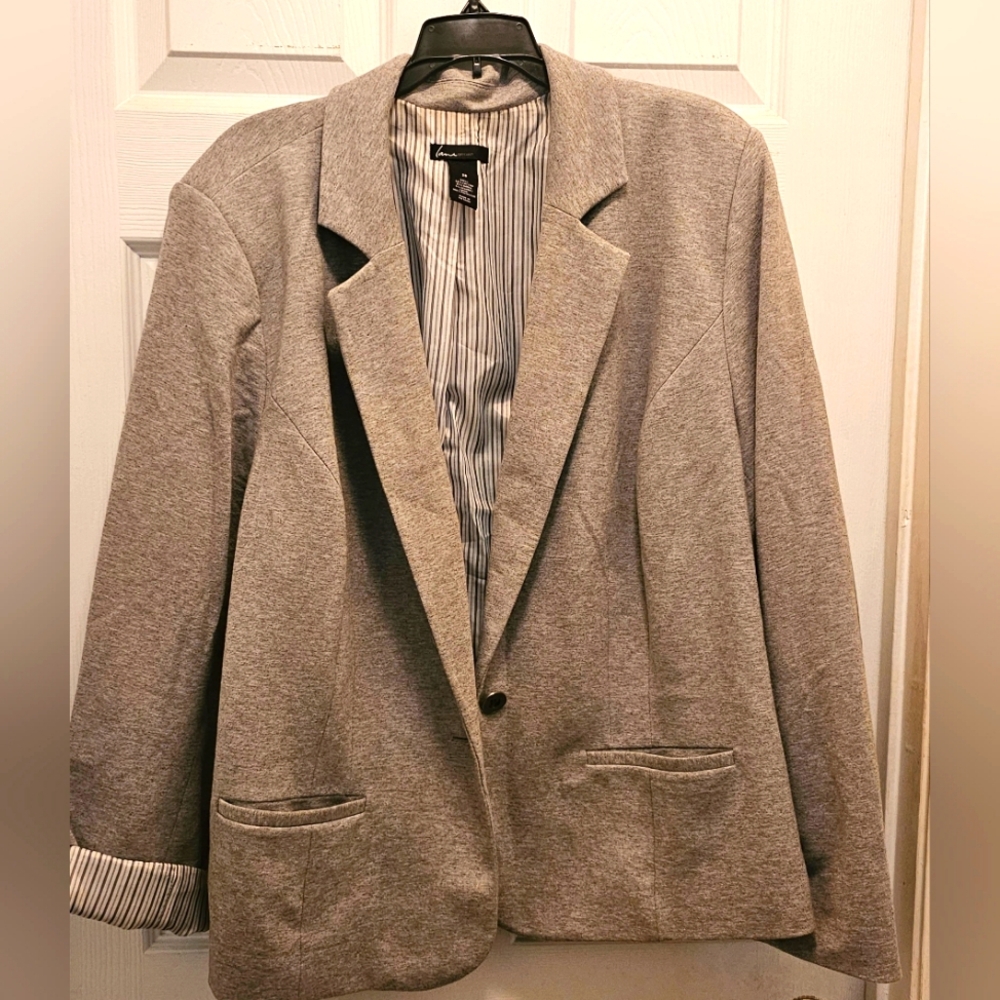 Lane Bryant Heather gray cotton blazer, sz28